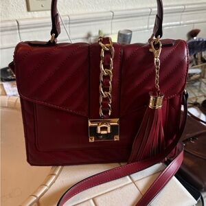 Aldo Burgundy Crossbody Bag with Gold Chain